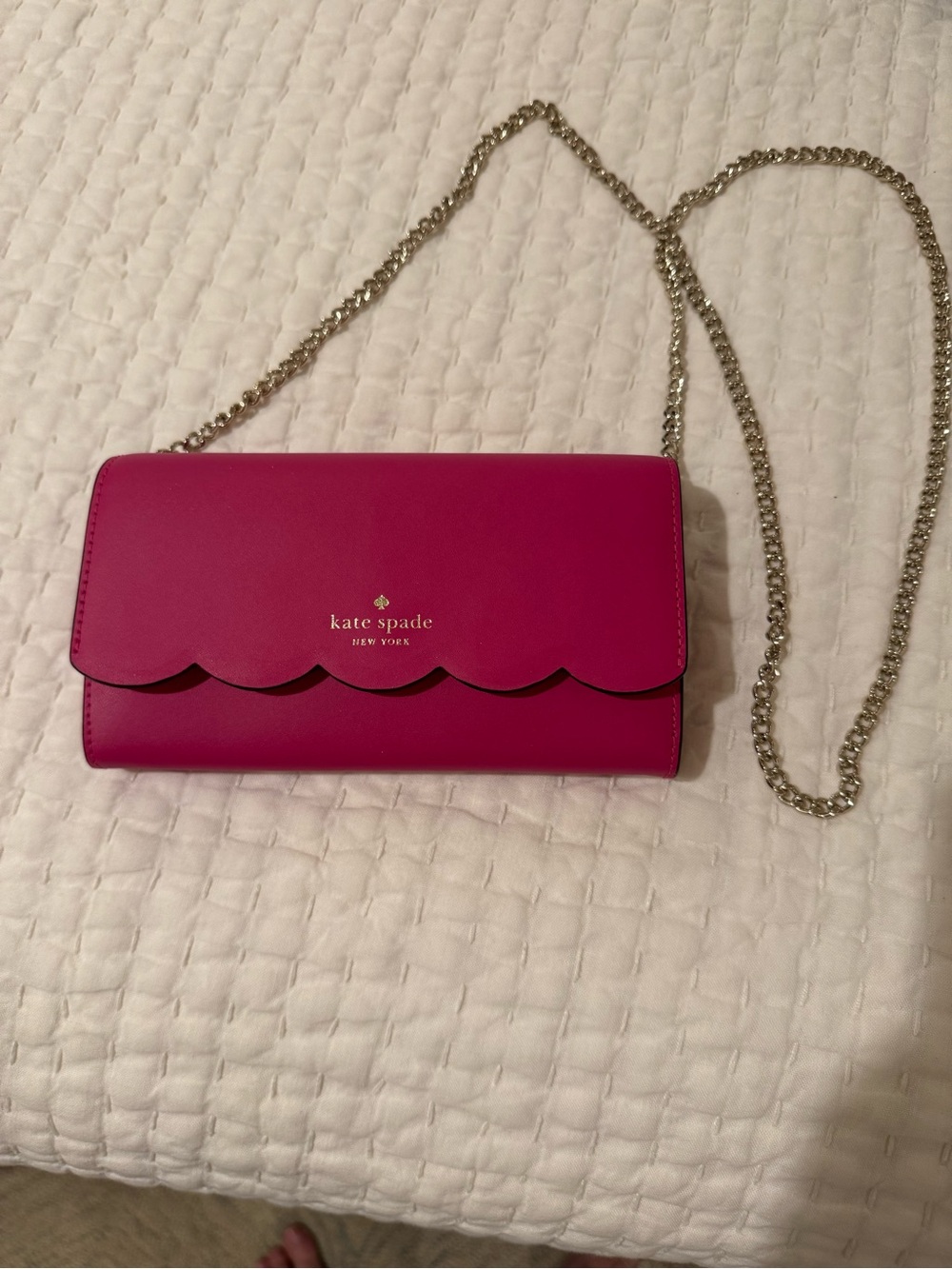 kate spade fuchsia scallop flap chain crossbody